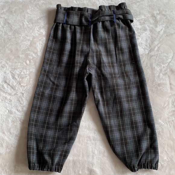 Plaid High Paperbag Waist Capri Jogger Pants Size 0/2 - Picture 4 of 7